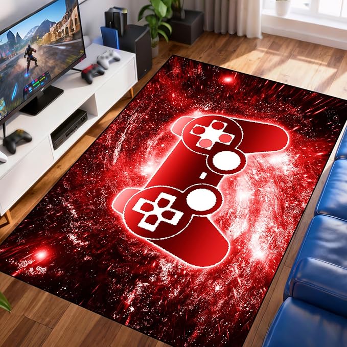 Gaming Rug - Gaming Rug for Boys Room Gamepad Controller Area Rugs for Bedroom Game Room Carpet Gamer Carpet for Boys Room Gamer Floor Mat Kids Mat for Bedroom
