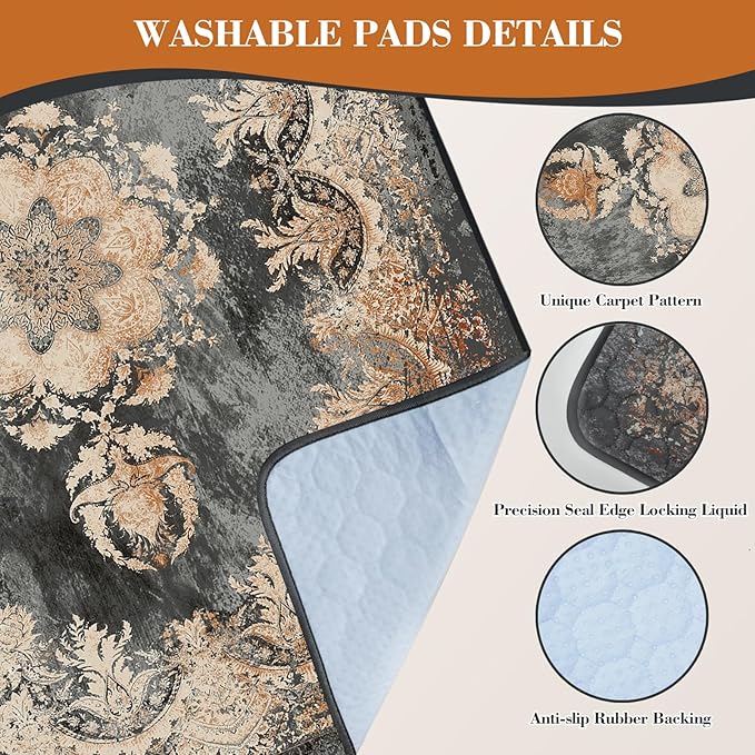Washable Pee Pads for Dogs, Reusable Puppy Training Pads 2 Pack. 36''x48'' Non-Slip and Leakproof Washable Pee Mat, Super Absorbent Dog Rugs, Whelping Pads for Crates and Floors