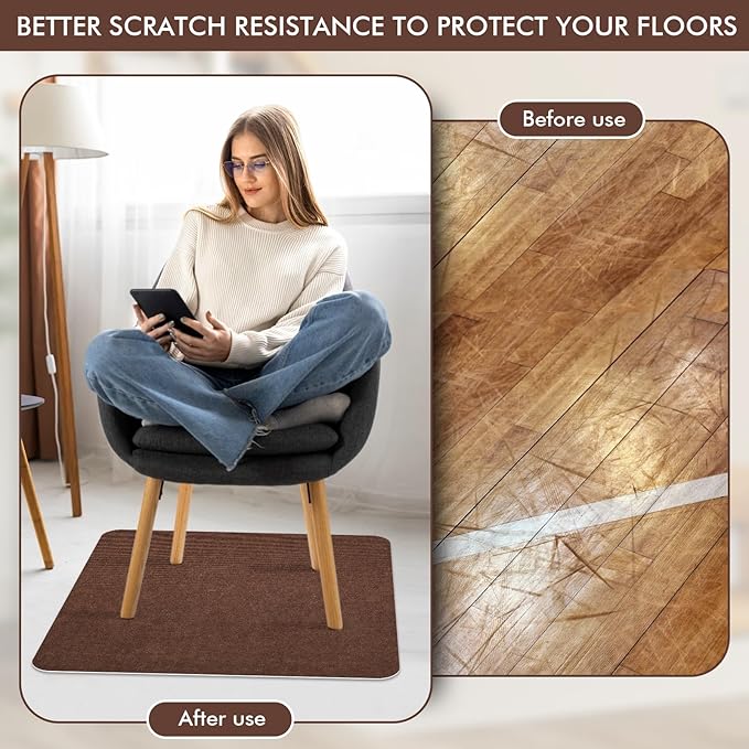 Recliner Pads for Hardwood Floors, Non Slip Recliner Grippers, Furniture Pads Floor Mats for Carpet, Anti Slide Office Chair Mat for Floor Protector, 40"x40" (1 Pack Brown)