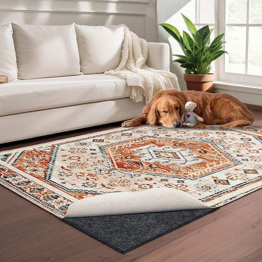100% Waterproof Rug pad, 2x6 ft Area Rug Non-Slip Rug Pads, 1/4" Thick Carpet Pads for All Floors and finishes, Felt pad for Hardwood Floors, Keep Carpets in Place Soft and Secure