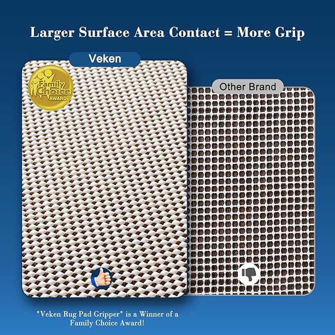 Veken 3x6 Ft Rug Pad Gripper for Hardwood Floors, Non Slip Rug Pads for Area Rugs, Thick Rug Grippers for Tile Floors, Under Carpet Anti Skid Mat, Keep Your Rugs Safe and in Place
