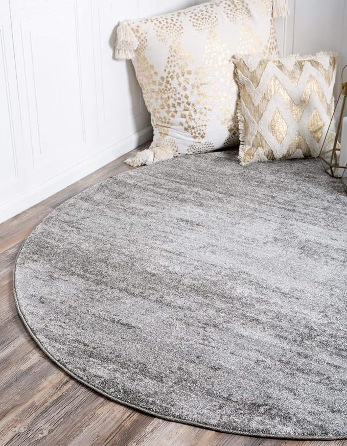 Unique Loom Del Mar Collection Area Rug - Lucille (7' 10" Round, Gray/ Ivory)