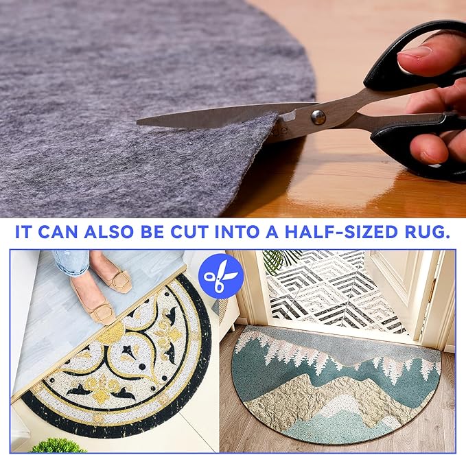Non-Slip Rug Pads,Round 8 Ft Waterproof Extra Large Area Rugs Non Skid Rug Pad for All Floors and Finishes Durable Hardwood Floor Protective Felt Keeps Rugs in Place, Safe and Secure