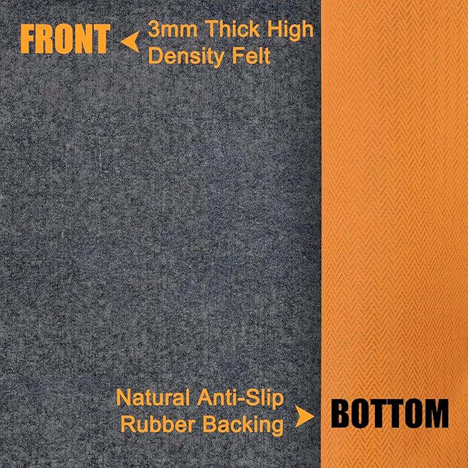 Felt and Rubber Rug Pads 5x7 ft, 1/8" Thick Non Slip Rug Pad Gripper, Carpet Pads for All Floors and Finishes, Protective Cushioned Pads for Hardwood Floors, Keeps Carpets in Place Soft and Secure