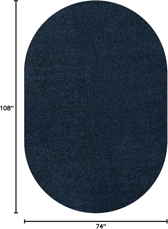 Eyely UES100C-6OV Supersoft Haze Solid Low-Pile Indoor Area Rug, Coastal, Bohemian, Minimalist, Classic, Casual for Bedroom,Kitchen,Living Room,Non Shedding,Easy-Washing, Blue, 6 X 9 Oval