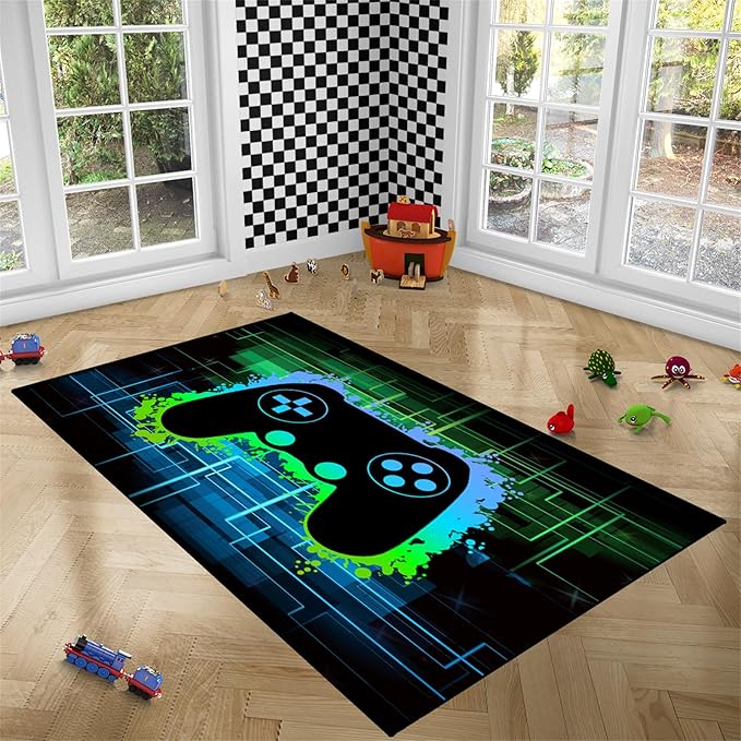 BATATADOCE Video Game Rugs for Kids Bedroom Gamer Rugs for Game Room Gaming Decor for Boys Gamer Area Rug for Playrooms,and Gaming Spaces,2'×3'