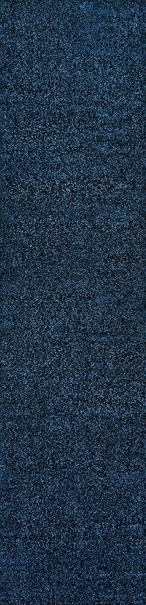 Eyely UES100C-214 Supersoft Haze Solid Low-Pile Indoor Runner Rug, Coastal, Bohemian, Minimalist, Classic, Casual for Bedroom,Kitchen,Living Room,Non Shedding,Easy-Washing, Blue, 2 X 14