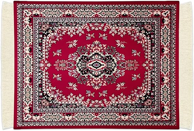 Persian Carpet Style Mouse Pad Oriental Vintage Bohemian Rug Desk Pad Miniature Mouse Mat Coaster Table Décor for Office Home (Color_15)