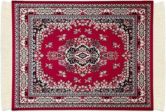 Persian Carpet Style Mouse Pad Oriental Vintage Bohemian Rug Desk Pad Miniature Mouse Mat Coaster Table Décor for Office Home (Color_15)