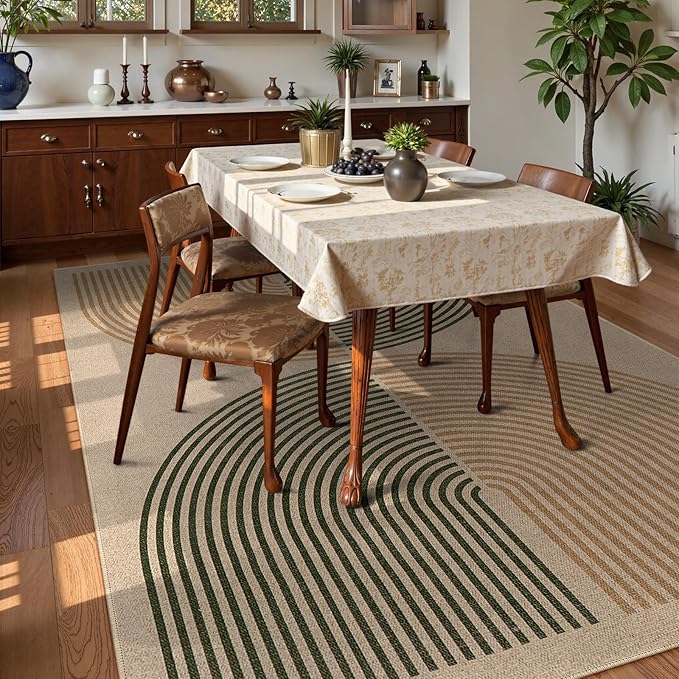 Lahome Modern Rainbow Easy Jute Rug, 8x10 Living Room Rug Indoor Outdoor Patio Farmhouse Large Area Rug, Contemporary Non Slip Non Shedding Carpet for Bedroom Backyard Dining Room