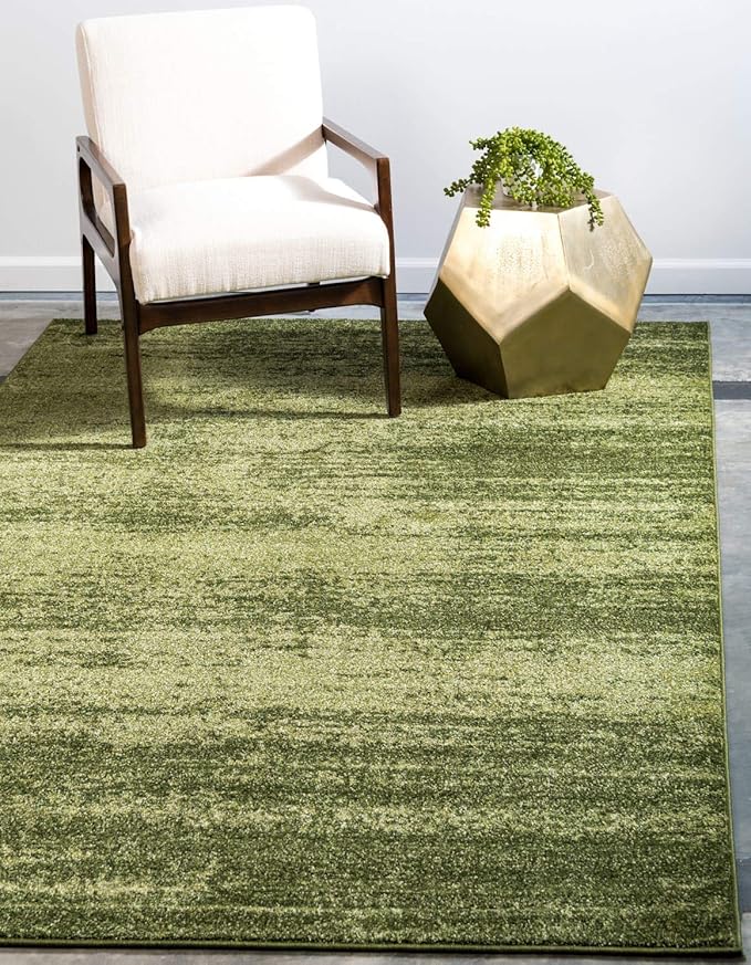 Unique Loom Del Mar Collection Area Rug - Lucille (6' 1" x 9' Rectangle, Green/ Hunter Green)