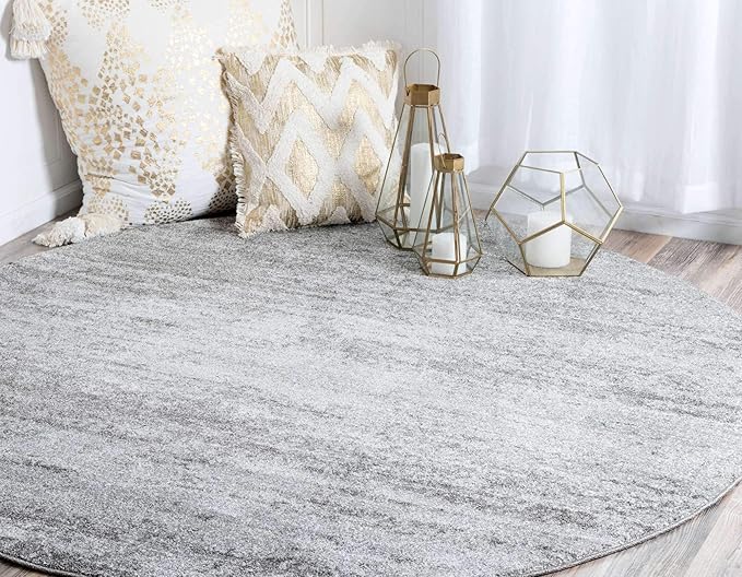 Unique Loom Del Mar Collection Area Rug - Lucille (7' 10" Round, Gray/ Ivory)