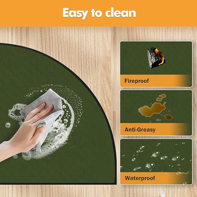 Hearth Rugs for Fireplaces Fire Resistant, 59 x 32 inch Fireproof Fireplace Mat Hearth Rug, Hearth Pads for Wood Stove Fireplace Indoor Outdoor, Protect Floors Carpets from Sparks Embers-Green, 1mm