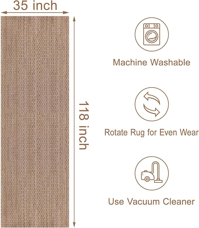 Hallway Runner Rug Braided Rugs 3'x10' Brown Long Cotton Washable Rug Runner for Kitchen/Doorway/Bedroom/Bathroom/Living Room/Laundry/Indoor Outdoor Farmhouse Rugs