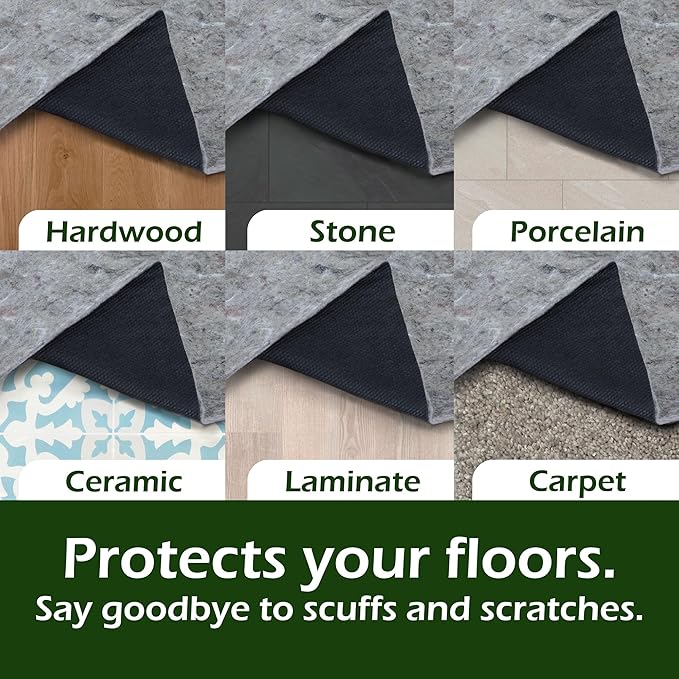 GATORGRIP Non-Slip Rug Pad, 6x9, 0.25 inch, Felt Cushion with Real Rubber Backing, Made in the USA, Great for Wood, Stone, Porcelain and Ceramic Tile, or Laminate