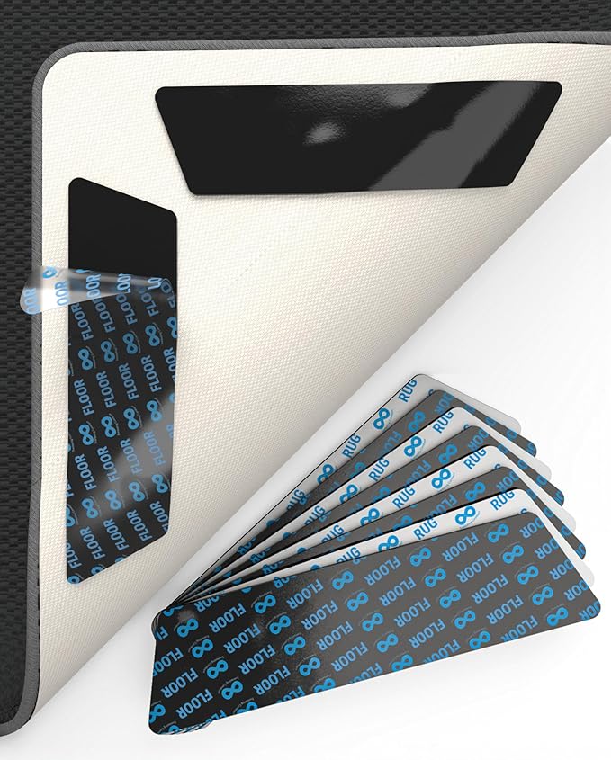 Everlasting Comfort Area Rug Gripper for Hardwood Floors - No Damage Non Slip Rug Pads, Floor to Carpet Tape for Holding Rugs in Place, Washable and Reusable, Double Sided Anti Slip Tape - 8 Pack
