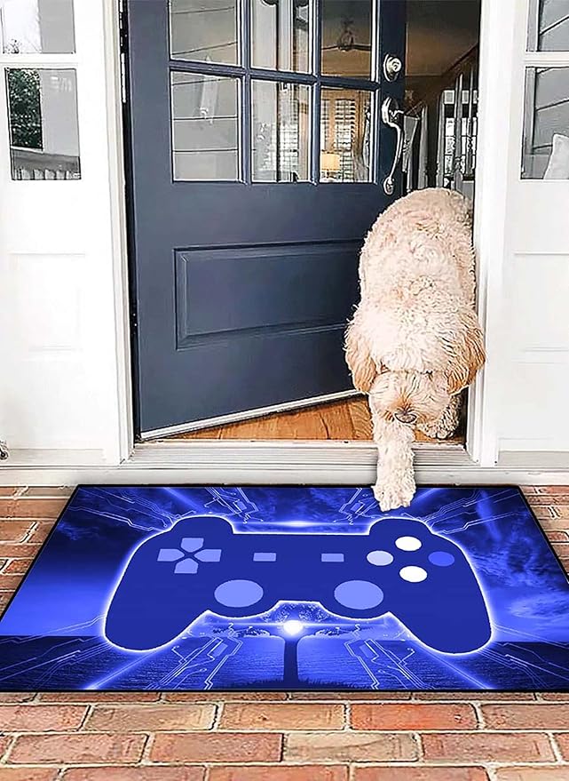 3D Gamer Carpet Decor Large Game Area Rugs Modern Game Printed Living Room Mat Bedroom Controller Player Boys Gifts Home Crystal Floor Polyester Mat Blue