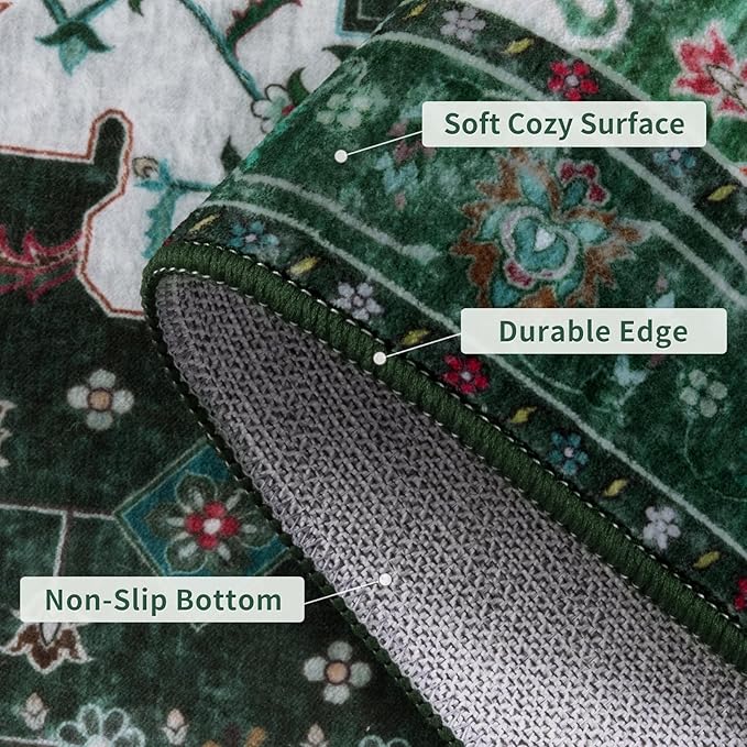 Ciicool Area Rug 5x7ft Washable Rugs for Living Room Non-Slip Indoor Rugs Large Low-Pile Mat Floor Carpet Vintage Rug for Bedroom Dinning Foyer Decor