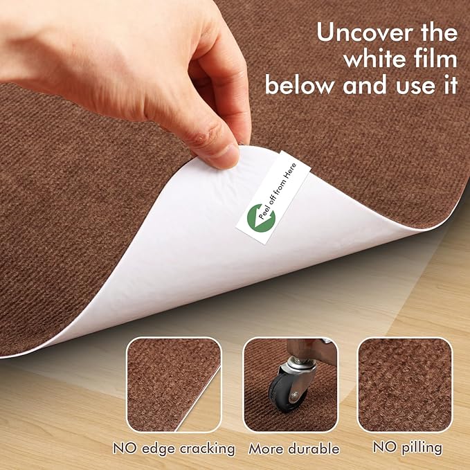 Recliner Pads for Hardwood Floors, Non Slip Recliner Grippers, Furniture Pads Floor Mats for Carpet, Anti Slide Office Chair Mat for Floor Protector, 40"x40" (1 Pack Brown)