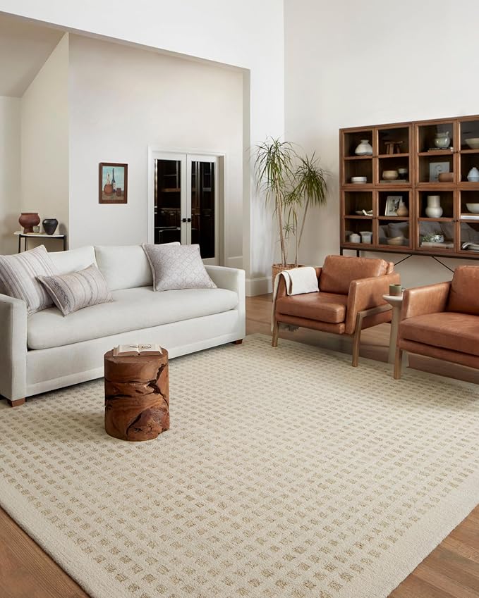 Loloi Chris Loves Julia Polly 3'-6" x 5'-6" Accent Rug in Ivory/Natural - Large Neutral Area Rug, Unique Patterned Rug for Living Room, Bedroom, Dining Area, Home Office