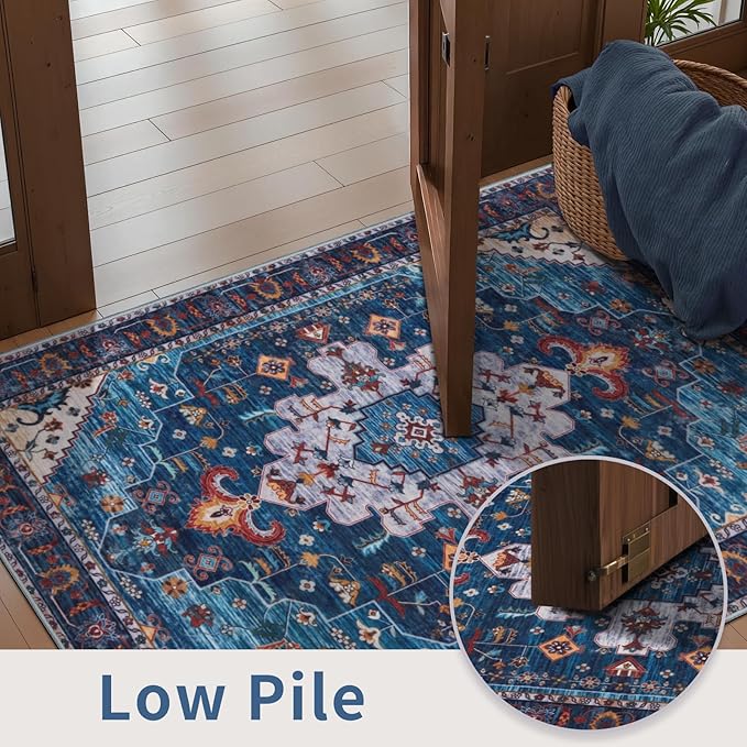 Ciicool Area Rug 5x7ft Washable Rugs for Living Room Non-Slip Indoor Rugs Large Low-Pile Mat Floor Carpet Vintage Rug for Bedroom Dinning Foyer Decor