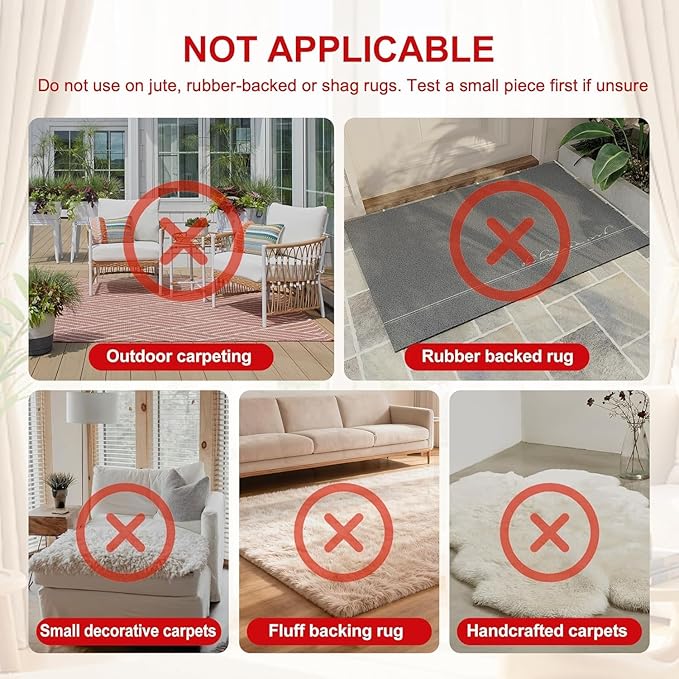 12Pcs Rug Gripper, Double Sided Carpet Tape for Area Rugs, Non Slip Rug Pads Grippers for Hardwood Floors, Rug Pad for Preventing Curling and Bunching, Black
