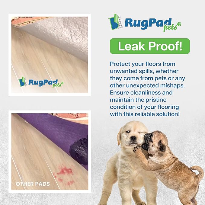 Waterproof Rug Pad, 10'x14 ft (1/4" Medium) - Non-Slip Cushioned Pad for Area Floors -Washable, Pet-Friendly, Protects Floors from Spills and Accidents, Safe for All Surfaces