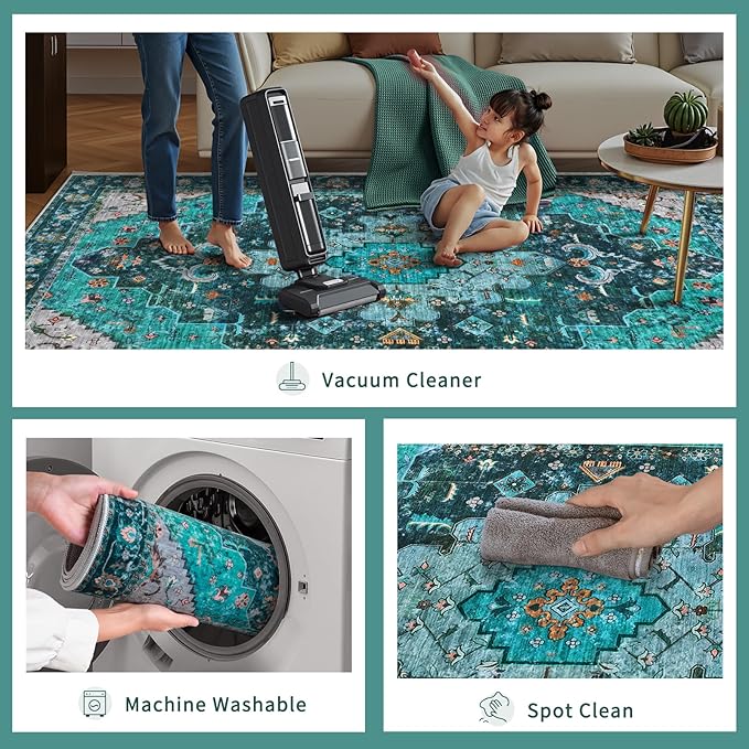 Ciicool 2x12ft Long Hallway Rug, Washable Runner Rug Non Slip Thin Low Pile Soft Indoor Floor Long Carpet Hallways for Bathroom Kitchen Living Room Bedside