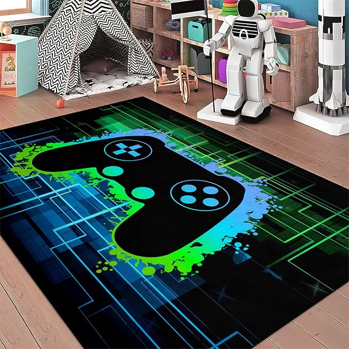 BATATADOCE Video Game Rugs for Kids Bedroom Gamer Rugs for Game Room Gaming Decor for Boys Gamer Area Rug for Playrooms,and Gaming Spaces,2'×3'