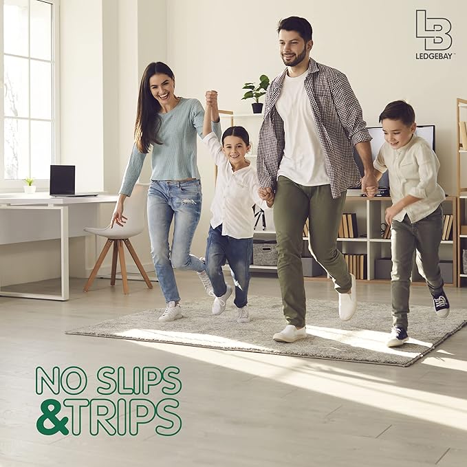 Ledgebay Rug Pad Grippers for Area Rugs Pack of 9 Reusable, No Skid, Washable, Anti-Slip Pads, Rug Gripper for Hardwood Floors and Tile with Double-Sided, Self Adhesive Rug Tape to Keep Rugs Flat