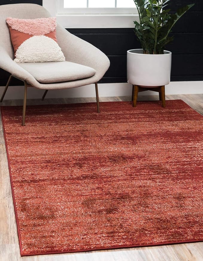 Unique Loom Del Mar Collection Area Rug - Lucille (7' 10" x 11' Rectangle, Terracotta/ Red)