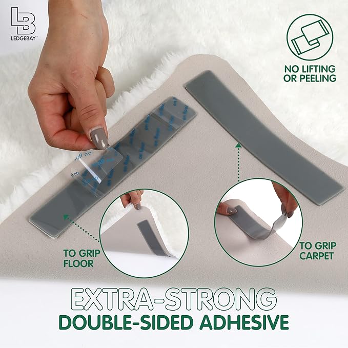 Ledgebay Rug Pad Grippers for Area Rugs Pack of 9 Reusable, No Skid, Washable, Anti-Slip Pads, Rug Gripper for Hardwood Floors and Tile with Double-Sided, Self Adhesive Rug Tape to Keep Rugs Flat