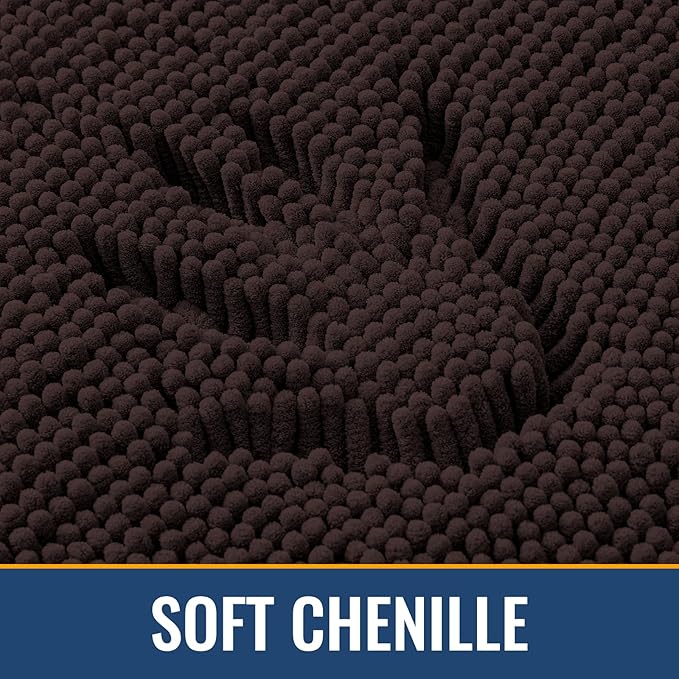 Arotive Bathroom Toilet Rugs U Shaped 24x24, Extra Soft Absorbent Shaggy Chenille Contour Bath Rugs for Toilet, Machine Washable Non-Slip Contoured Bath Mats, Brown