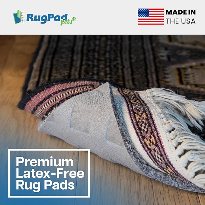 Waterproof Rug Pad, 3x5 ft (1/4" Medium) - Non-Slip Cushioned Pad for Area Floors - Washable, Pet-Friendly, Protects Floors from Spills and Accidents, Scratch-Resistant Rug Underlay