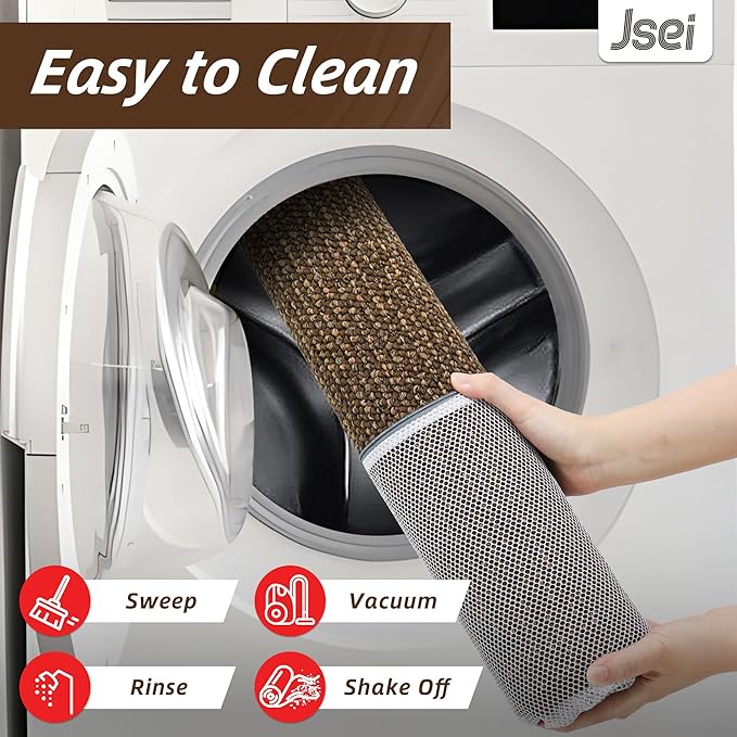 JSEI Dirt Trapper Door Mat 32"x48" Non-Slip Washable Entrance Mat, Dog Doormats, Absorbent & Fade-Resistant Floor Mats, Low Profile Welcome Mats for Entryway, Front Door, and Inside Entrance, Brwon
