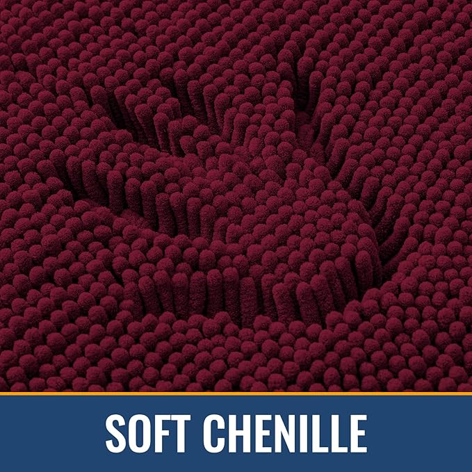 Arotive Bathroom Rugs 30x20, Extra Soft Absorbent Shaggy Chenille Bath Rugs, Machine Washable Rubber Backing Non-Slip Bath Mats for Bathroom Floor Tub and Shower, Home Decor Accessories, Burgundy