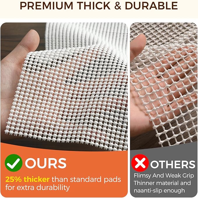BAGAIL BASICS 2.5 x 9 FT Rug Pad Gripper for Hardwood Floors, Non Slip Rug Pads for Area Rugs, Extra Thick Under Rug Padding, Protect Your Rugs & Floors