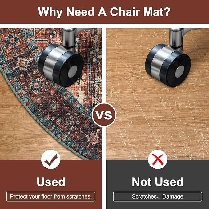 Anidaroel 47" Round Chair Mat for Hardwood Floor/Tile Floor, Desk Chair Mats for Hard Floors, Under Desk Rug Protector for Rolling Chair, Computer Gaming Chair Mat, Low Pile Carpet Floor Mat