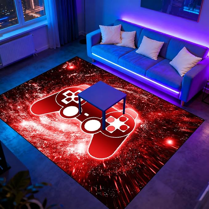 Gaming Rug - Gaming Rug for Boys Room Gamepad Controller Area Rugs for Bedroom Game Room Carpet Gamer Carpet for Boys Room Gamer Floor Mat Kids Mat for Bedroom