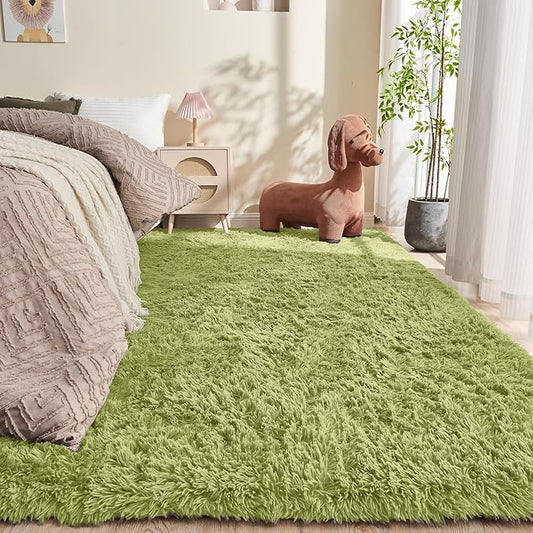 OPPODREAM 9x12 Light Green Rugs for Bedroom, Ultra-Soft Fluffy Area Rugs for Living Room, 9 x 12 Shag Carpet for Nursery, Kids, Girl, Boy, Baby, Plush, Fuzzy, Shaggy, Cute Home Decor
