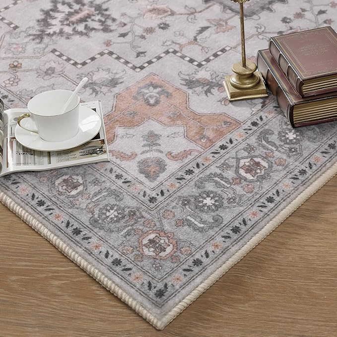 Ciicool Area Rug 5x7ft Washable Rugs for Living Room Non-Slip Indoor Rugs Large Low-Pile Mat Floor Carpet Vintage Rug for Bedroom Dinning Foyer Decor