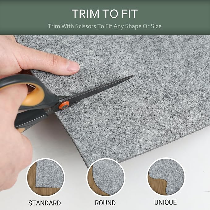 5’ x 7' Thick Felt and Rubber Rug Pad Gripper for Hardwood Floors, Non Slip Cushion Rug Pads for Area Rugs and Tile Floor Protection, Under Carpet Anti Skid Mat, Keep Your Rugs Safe and in Place
