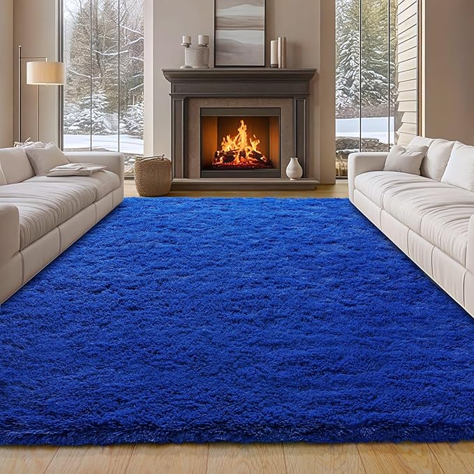6x9 Large Shag Area Rugs for Living Room, Blue Fluffy Rug for Bedroom and Nursery, Soft and Comfy, Fuzzy Shaggy Carpet for Kids, Boys, Girls Room Dorm Home Decor Aesthetic, Upgrade Non Slip