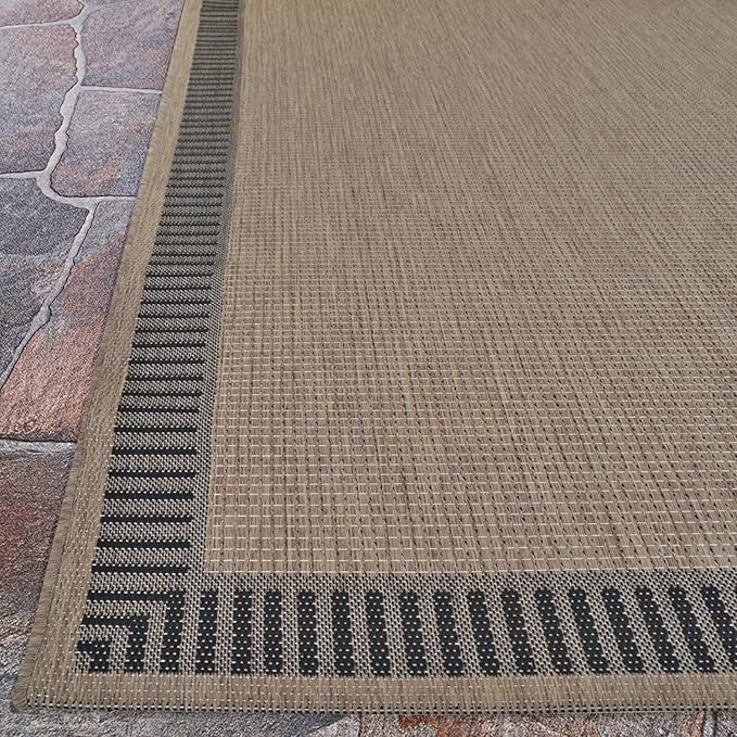 Couristan Recife Indoor Outdoor Rug - Wicker Stitch 2'3" x 11'9" Runner in Cocoa Brown and Black, Hose Washable, Low Pile, Pet- Kid Friendly Home Decor for Living Room, Patio Furniture Set, Kitchen
