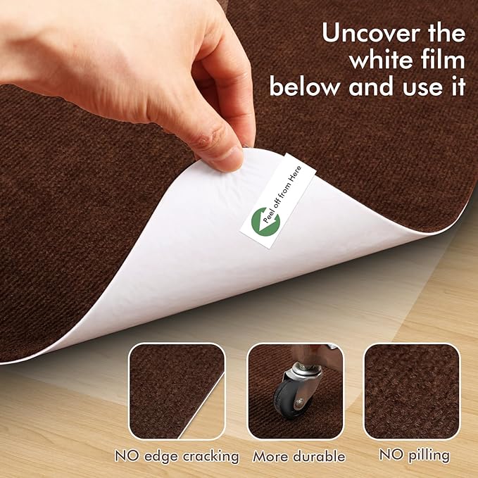 Recliner Pads for Hardwood Floors Non Skid, 35"x35" Furniture Floor Mats for Carpet, Anti Slide Office Chair Mat for Floor Protector, Chairs Recliner Rug Non Slip Recliner Grippers (1 Pack Coffee)