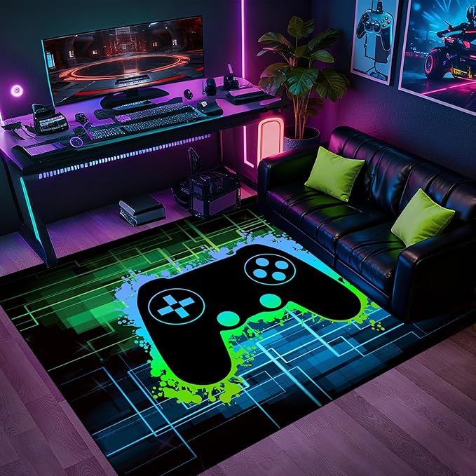 Gamer Rug for Boys Room - Video Game Rugs for Kids Bedroom Gaming Rugs for Gaming Room Gamer Decor for Boys Room Game Carpet for Playrooms,3'×5'