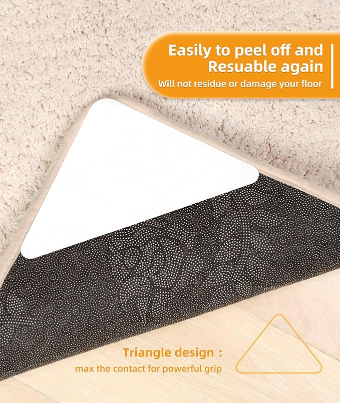 Home Techpro 16 PCS Rug Tape Hardwood Floor No Damage, Gripper for Rug for Hardwood Floors, Carpet Tape for Area Rugs, Non Slip Rug Pads Grippers