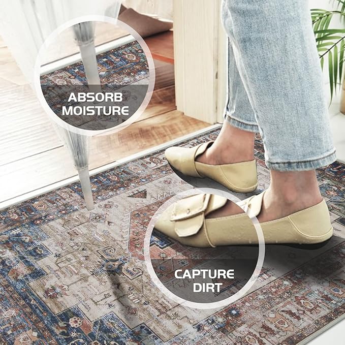 4 Pcs Retro Indoor Doormat,Non Slip Washable Floor Mat 24" x 36" Area Rug Absorbent Entrance Rug Distressed Front Door Mat,Welcome Mats Entryway Doormats