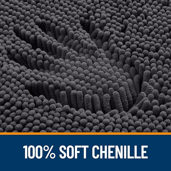 OLANLY Bathroom Rugs Sets 2 Piece, Soft Absorbent Chenille Bath Mats Area Rug Set, Non-Slip, Quick Dry, Machine Washable Bath Mats for Bathroom, Home Decor Accessories (47"x20"+24"x16", Dark Grey)