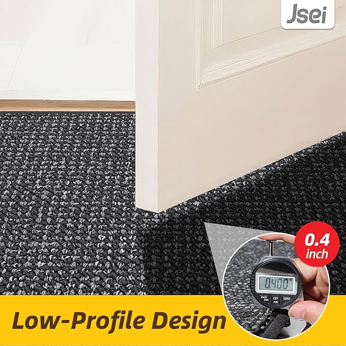 JSEI Dirt Trapper Door Mat 32"x48" Non-Slip Washable Entrance Mat, Dog Doormats, Absorbent & Fade-Resistant Floor Mats, Low Profile Welcome Mats for Entryway, Front Door, and Inside Entrance, Charcoal